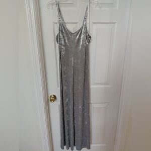 Calvin Klein Silver Crushed Velvet Slip Dress